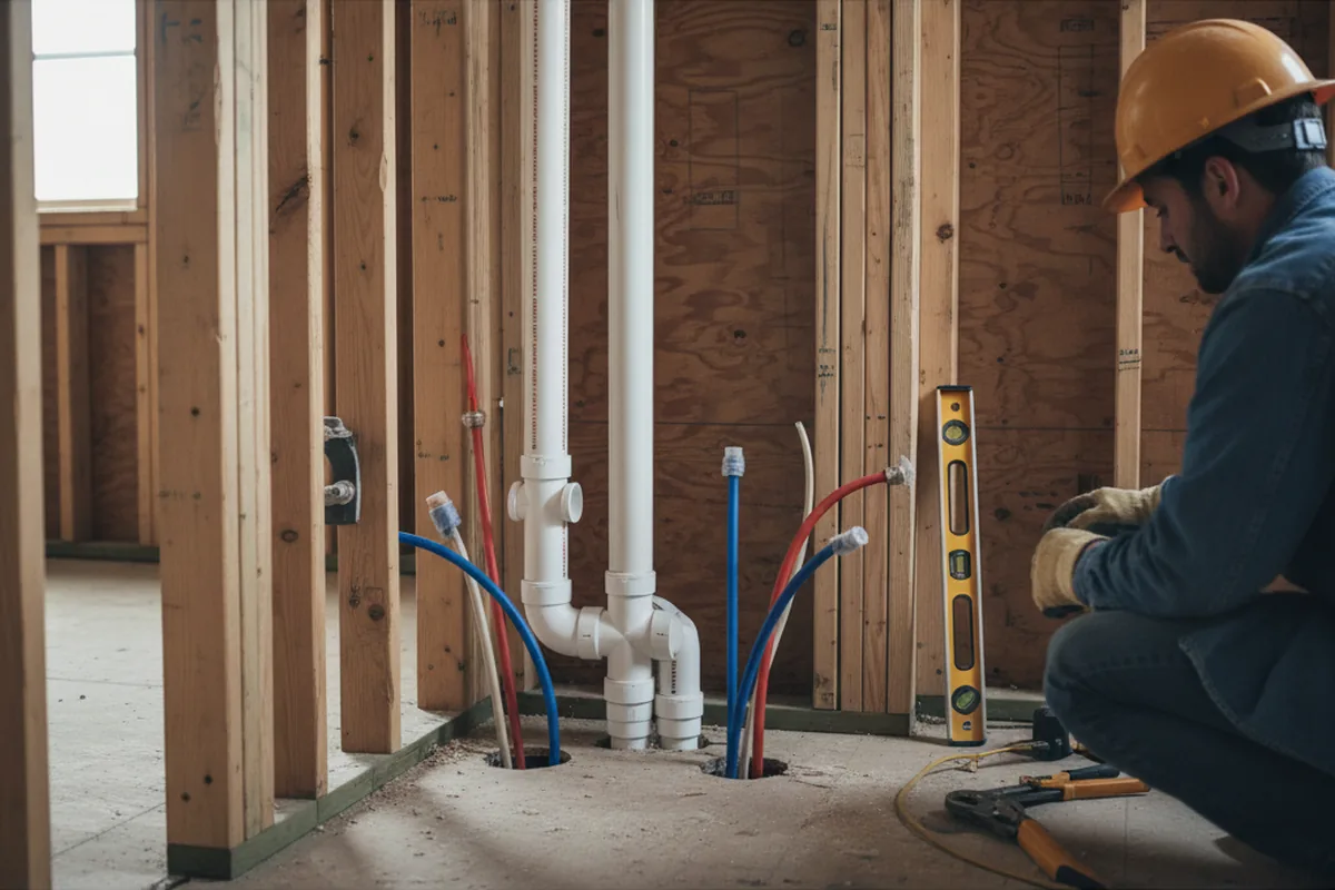 Drain and supply rough-in during Drain Cleaning in Oberlin
